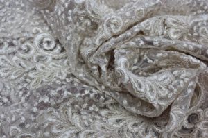 Ткань плетеное
 кружево «блеск» цвет бежевый